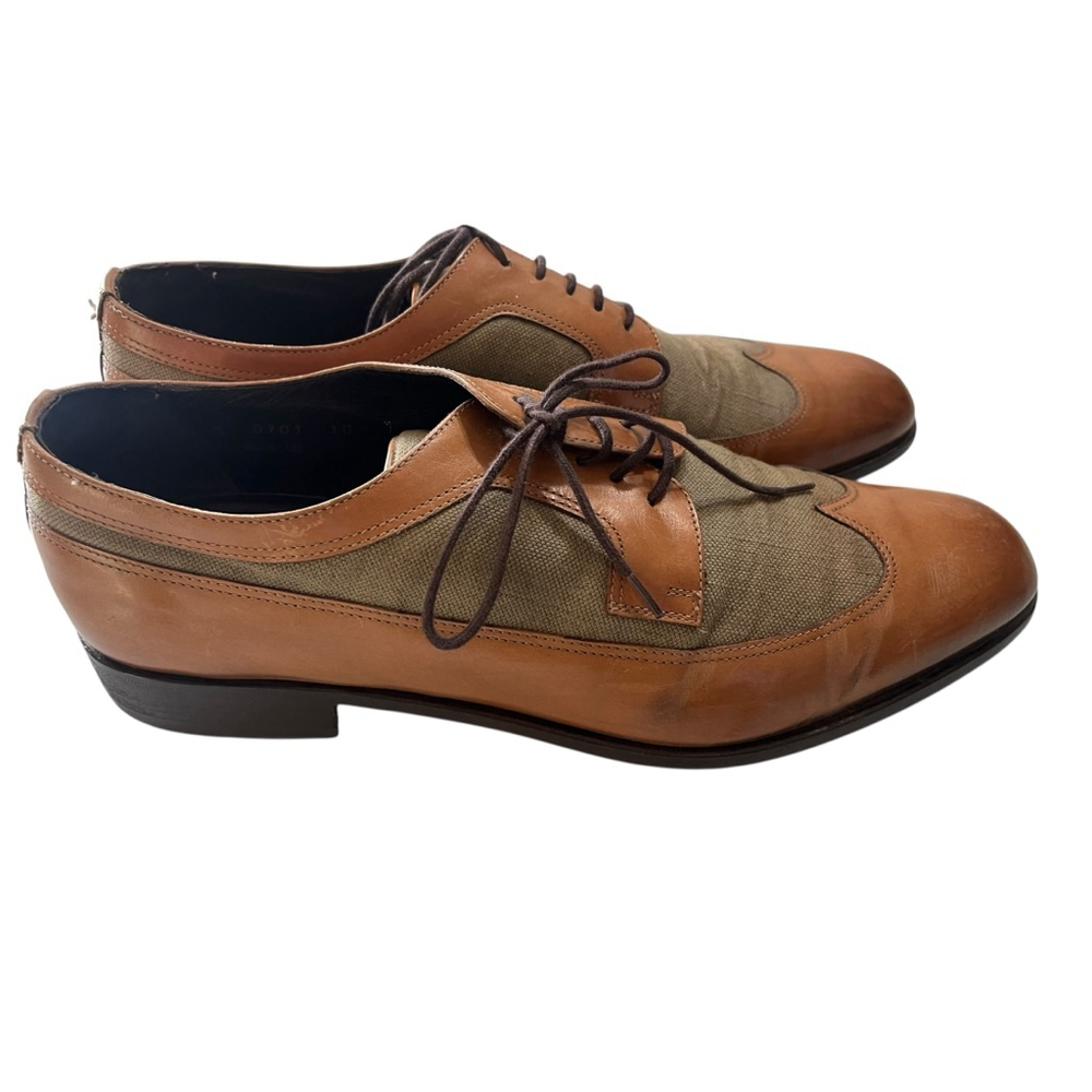 Bruno Magli Rudello Size 10 Derby Leather Shoes Italy Two-Toned Brogue Oxfords